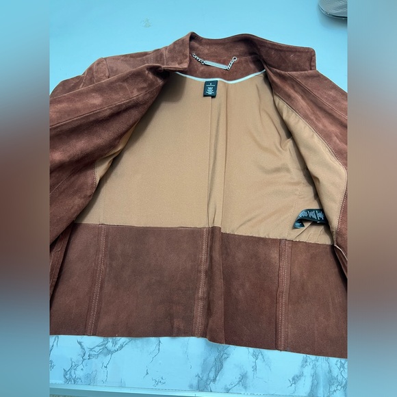 WHITE HOUSE BLACK MARKET * SUEDE CASCADE LAPEL JACKET * 100% LEATHER SIZE Small - Picture 8 of 13